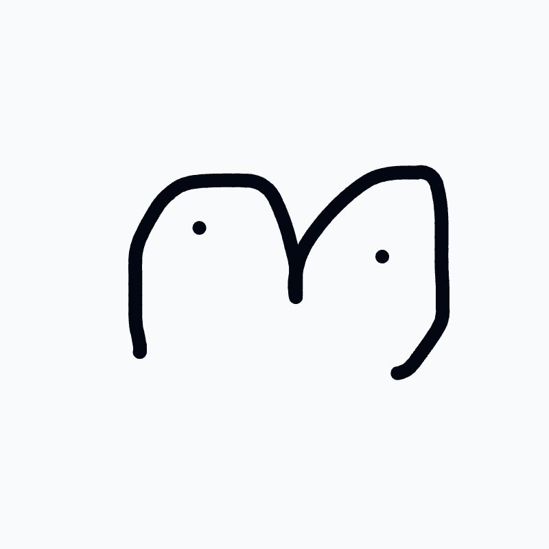 A black drawing of a face with two eyes and a nose.